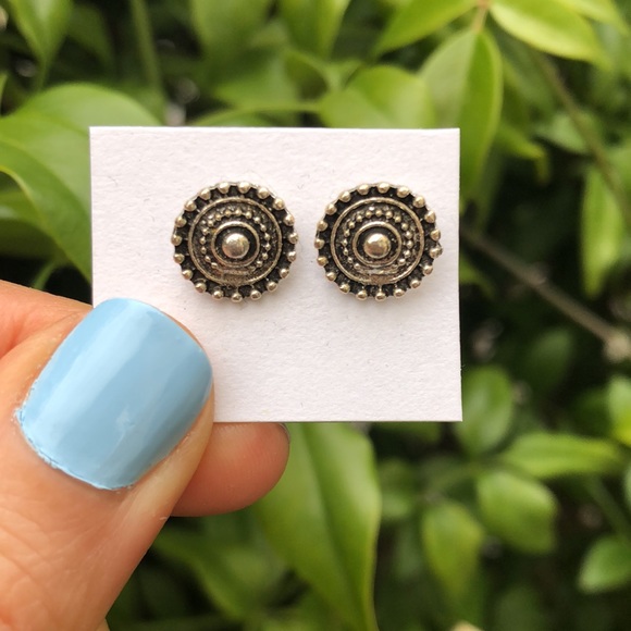 Silver Boho Tribal Earrings - Picture 3 of 5